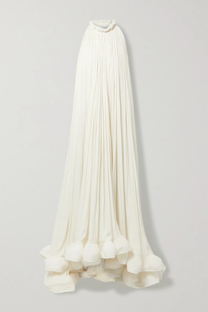 Ruffled Charmeuse Gown - Off-white