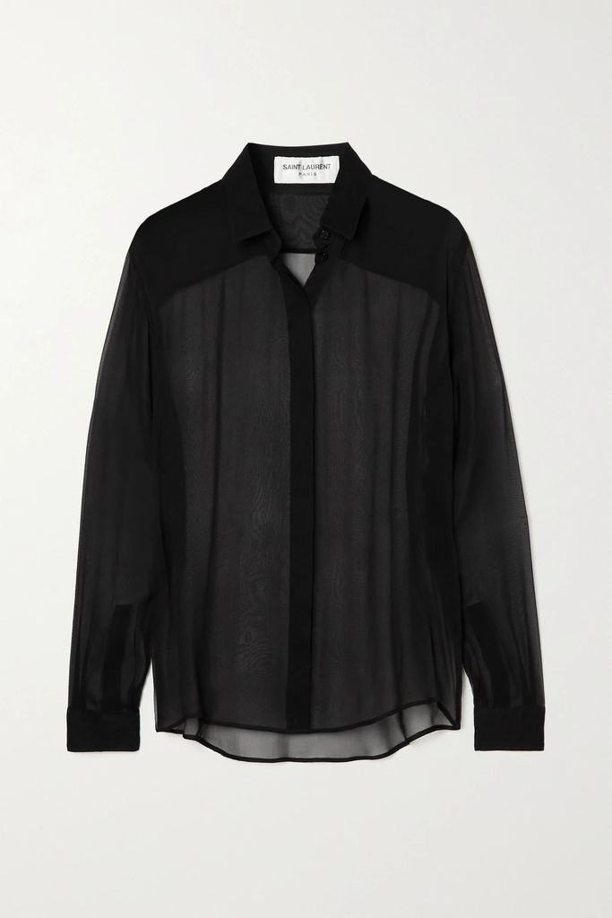Silk-chiffon Shirt - Black
