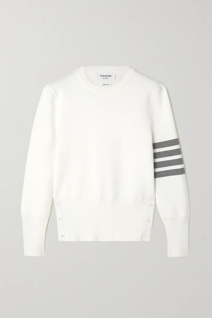 Striped Cotton Sweater - White