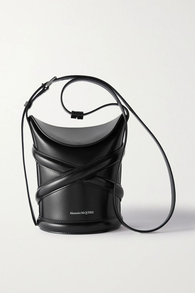 The Curve Small Leather Bucket Bag - Black