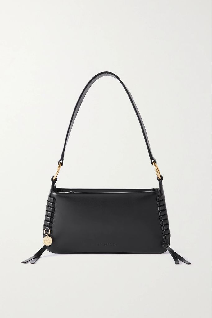 Tilda Whipstitched Leather Shoulder Bag - Black
