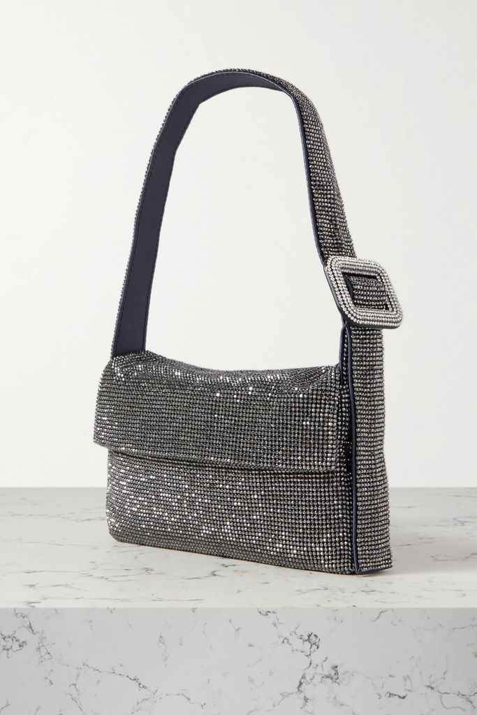 Vitty La Mignon Crystal-embellished Satin Shoulder Bag - Black