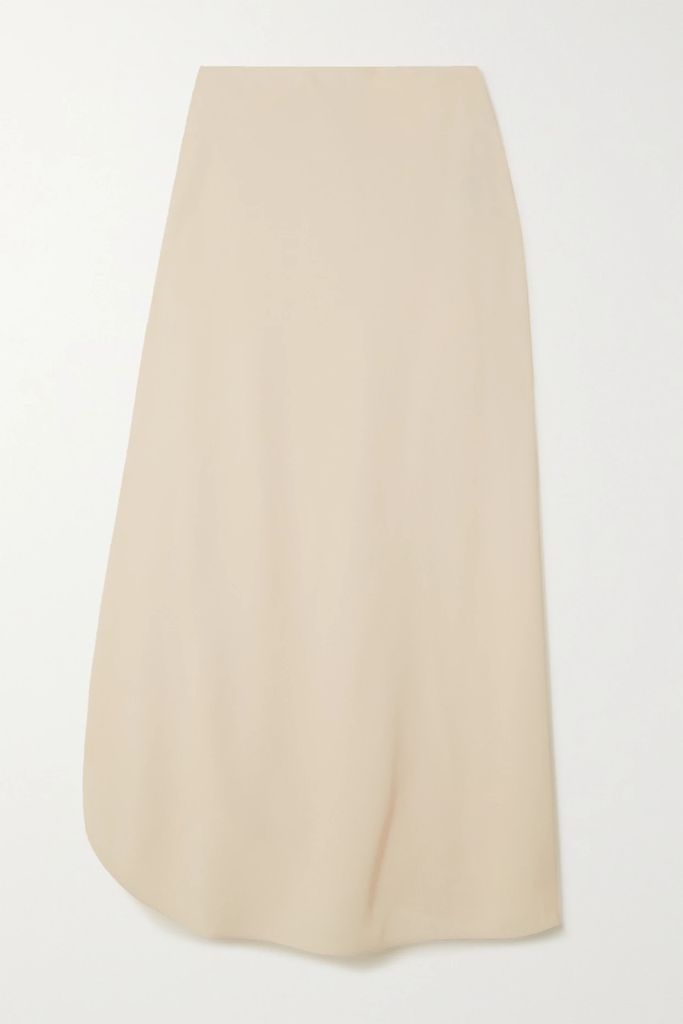 Asymmetric Draped Twill Midi Skirt - Blush