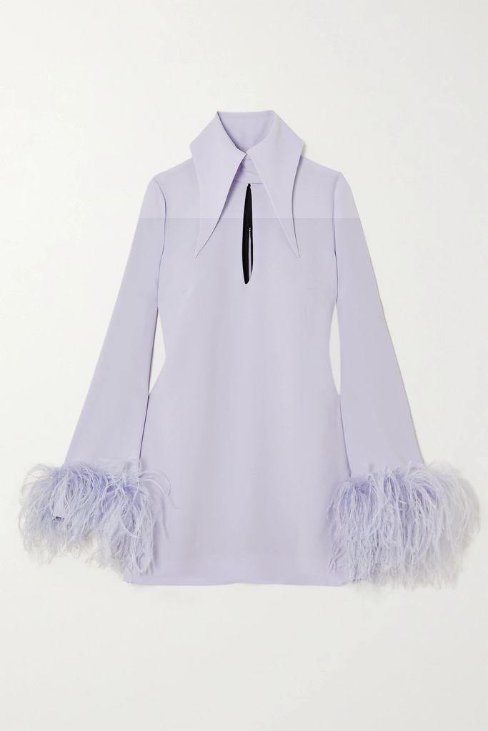 Michelle Feather-trimmed Cutout Crepe Mini Dress - Lavender