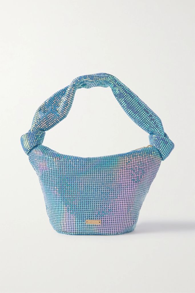 Gia Chainmail Shoulder Bag - Sky blue
