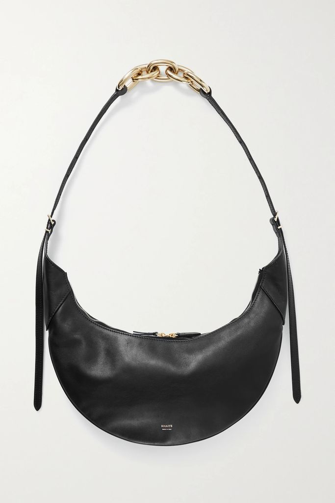 Alessia Medium Chain-embellished Leather Shoulder Bag - Black