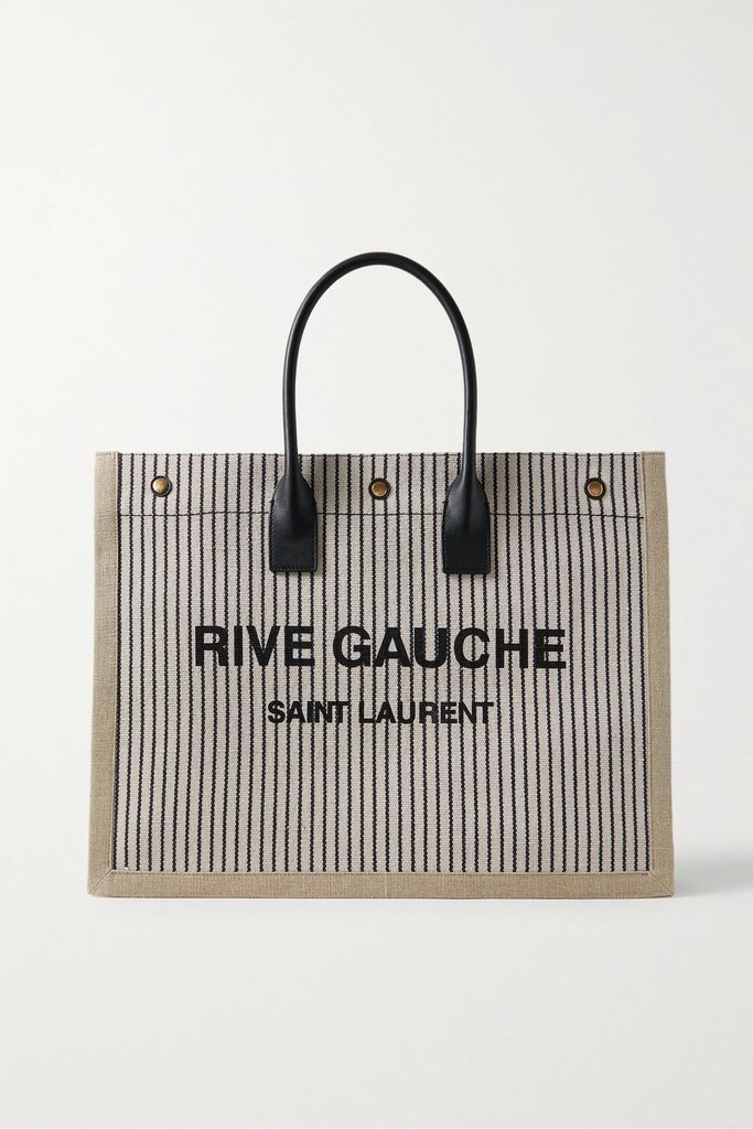 Rive Gauche Leather-trimmed Printed Canvas Tote - Gray
