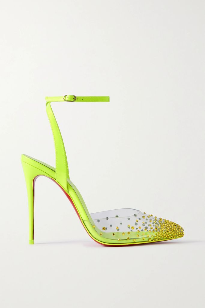 Spikaqueen 100 Crystal-embellished Pvc And Leather Pumps - Yellow
