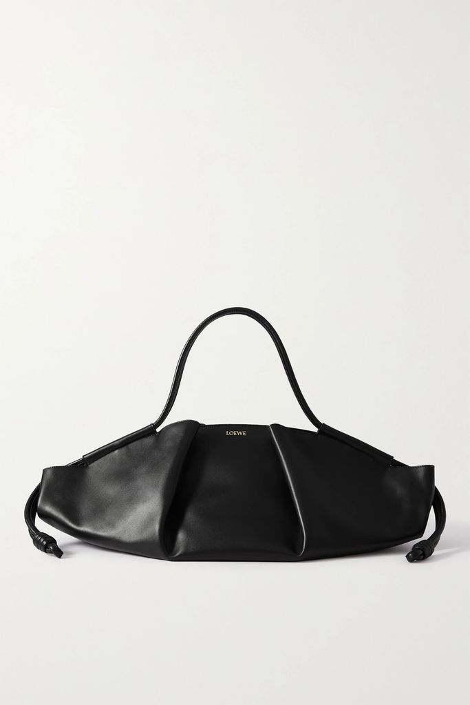 Paseo Pleated Leather Shoulder Bag - Black