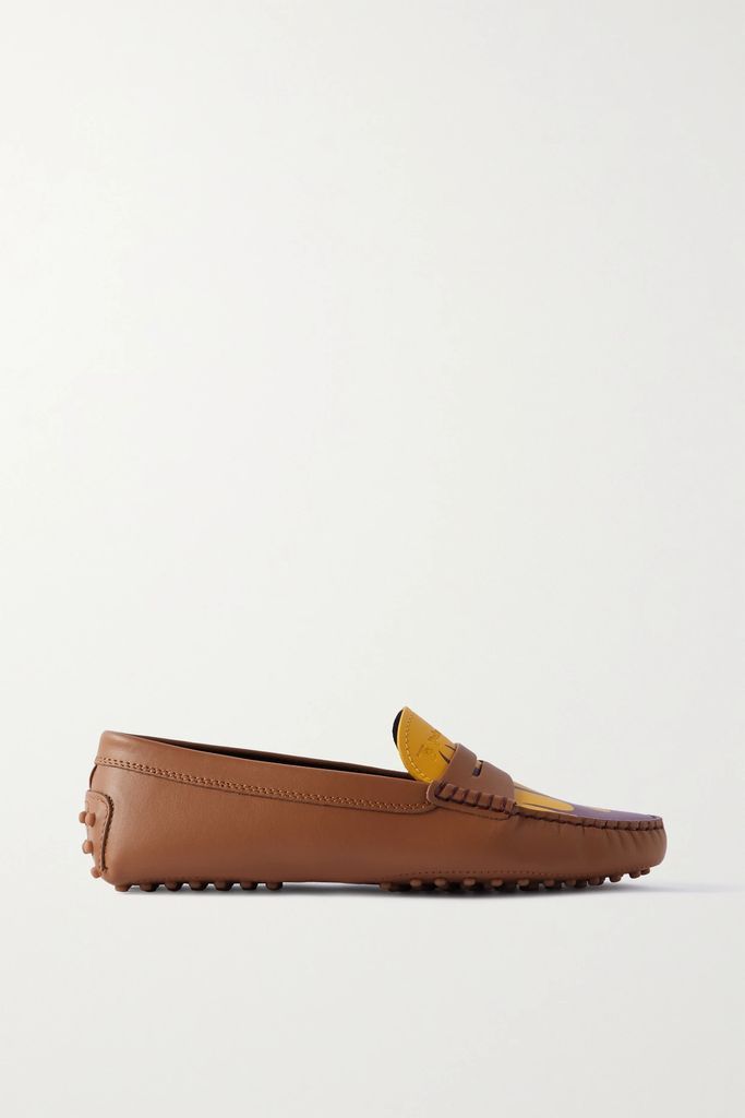 + Palm Angels Printed Leather Loafers - Tan
