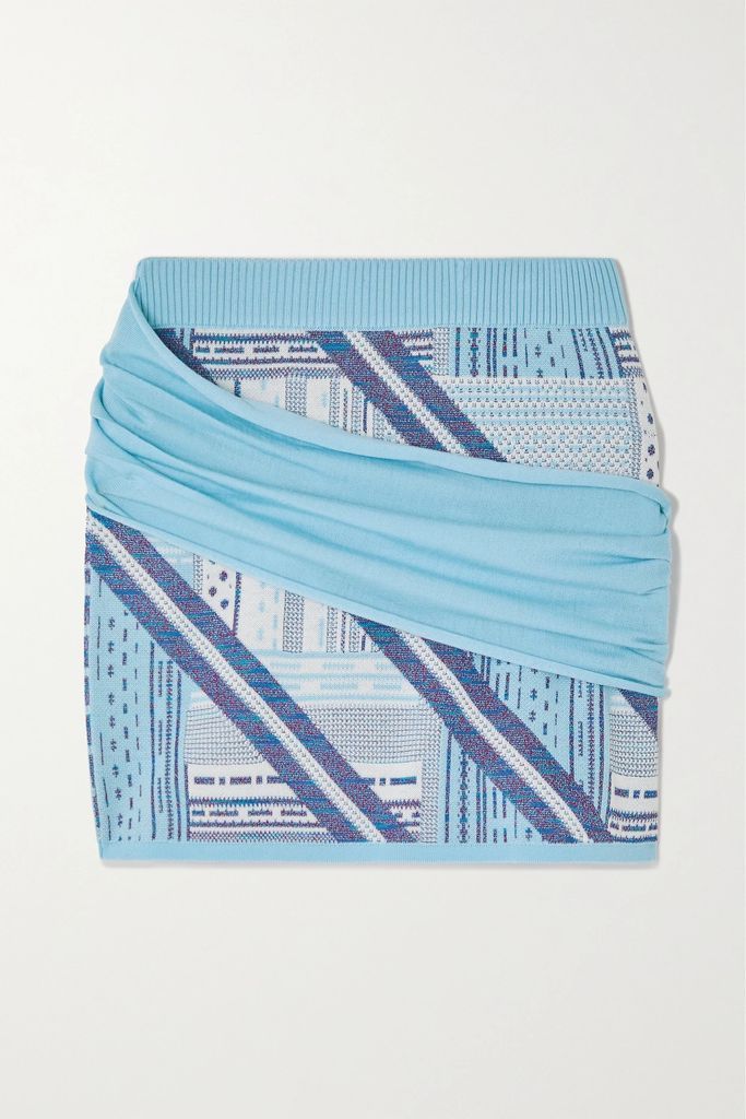 Bioko Draped Intarsia Wool-blend Mini Skirt - Blue
