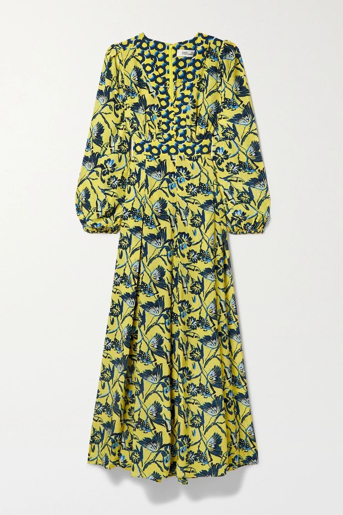 Anjali Floral-print Crepe De Chine Maxi Dress - Yellow