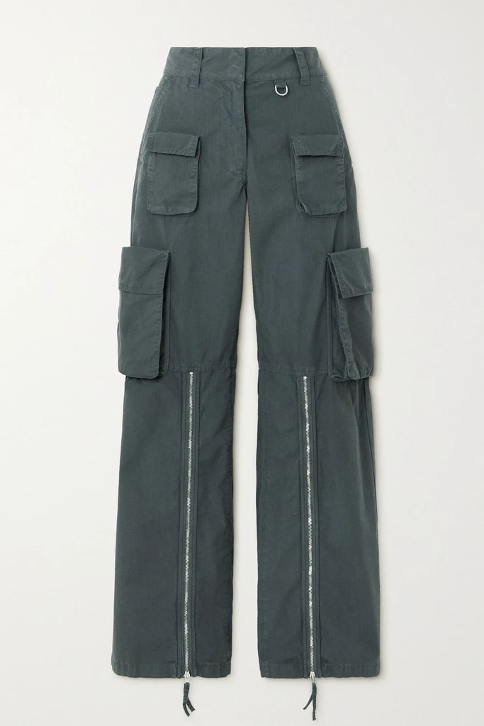 Cotton-ripstop Wide-leg Cargo Pants - Charcoal