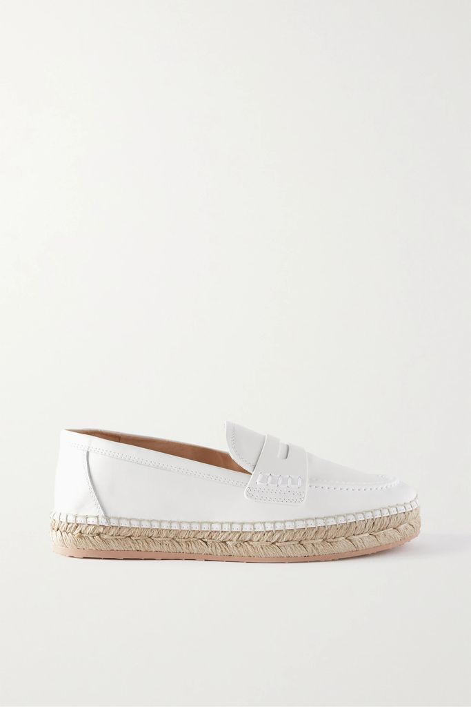Alima Leather Espadrille Loafers - White