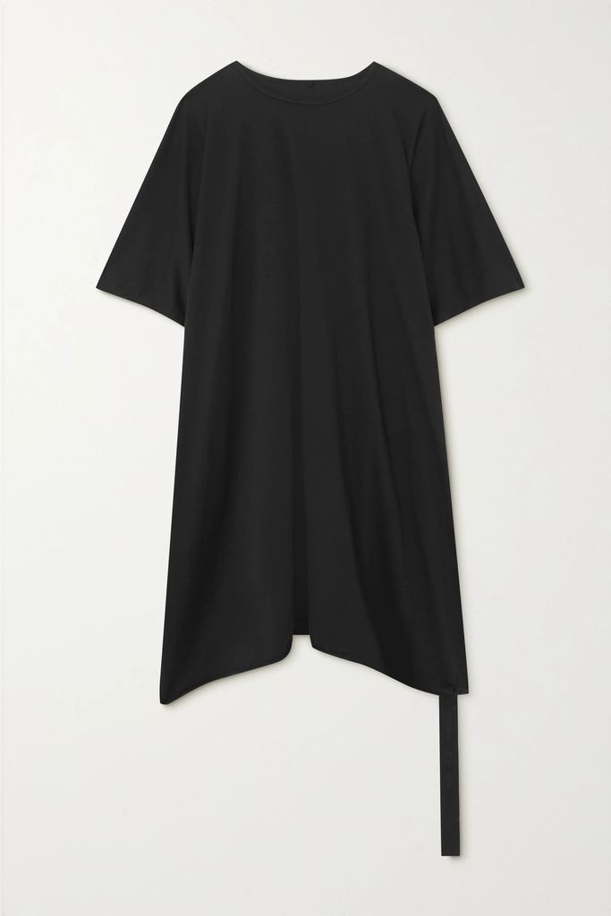 Minerva Oversized Belted Cotton-jersey Tunic - Black