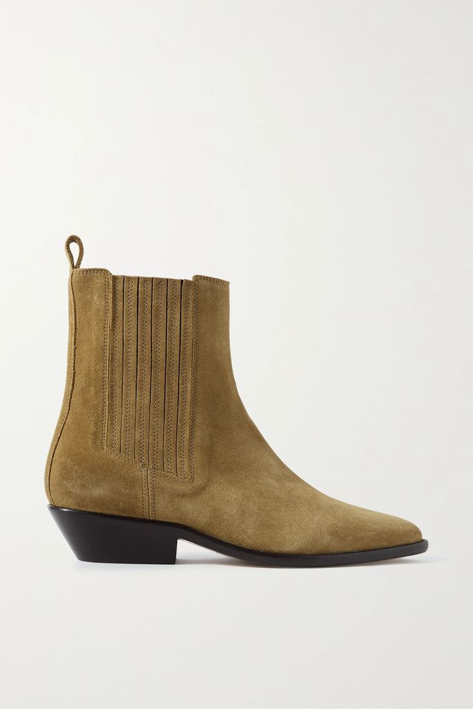 Delena Suede Ankle Boots - Taupe