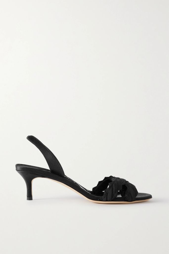 Ligra 50 Faille-trimmed Satin Slingback Sandals - Black