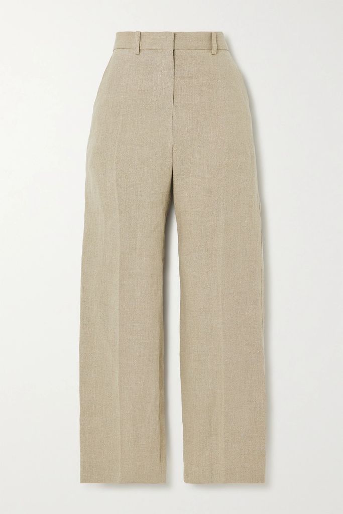 Linen Wide-leg Pants - Beige