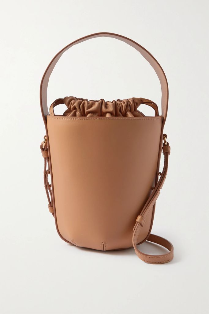 + Net Sustain Sense Embroidered Leather Bucket Bag - Tan