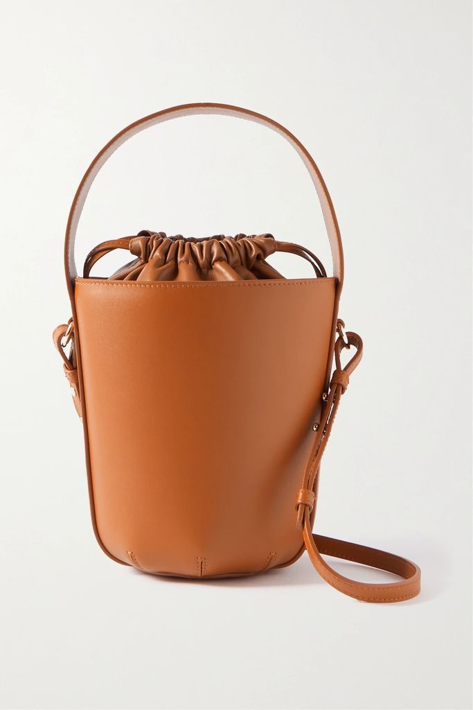 + Net Sustain Sense Embroidered Leather Bucket Bag - Camel