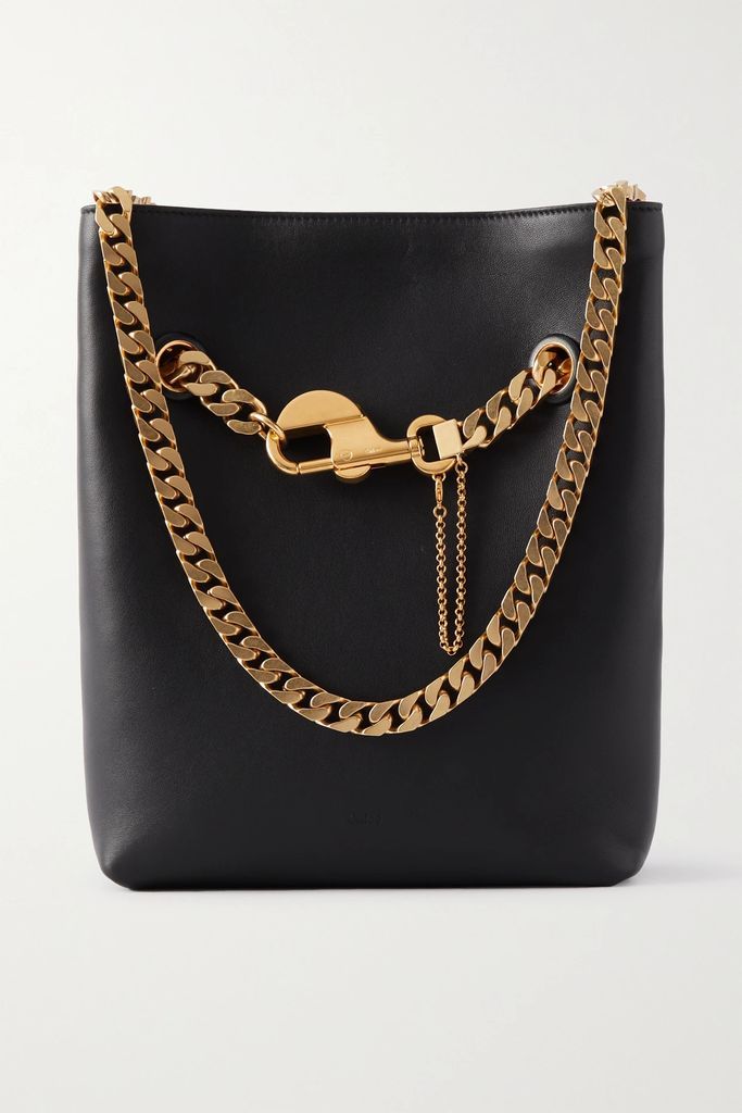 + Net Sustain Chain-embellished Leather Tote - Black