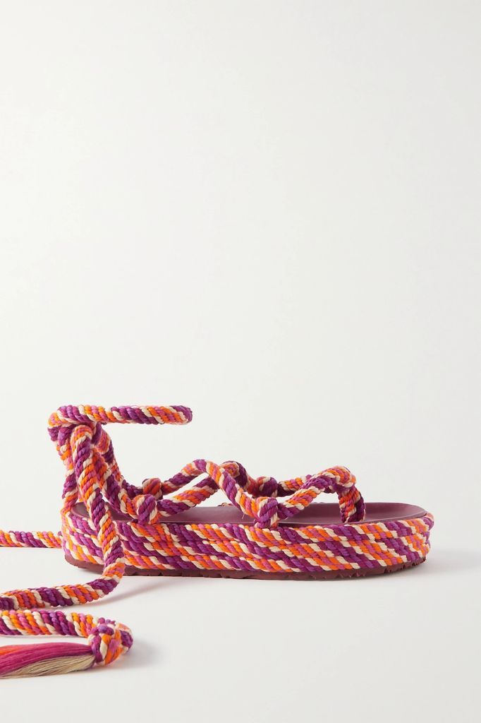 Erol Tasseled Rope Sandals - Orange