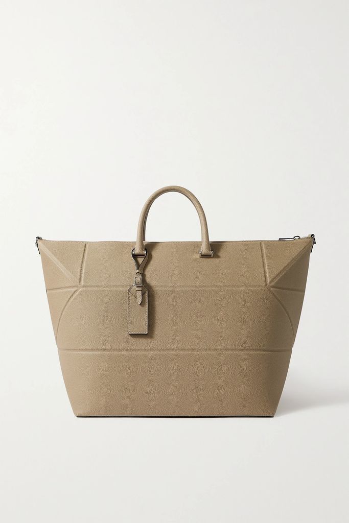Polyhedral Textured-leather Tote - Gray