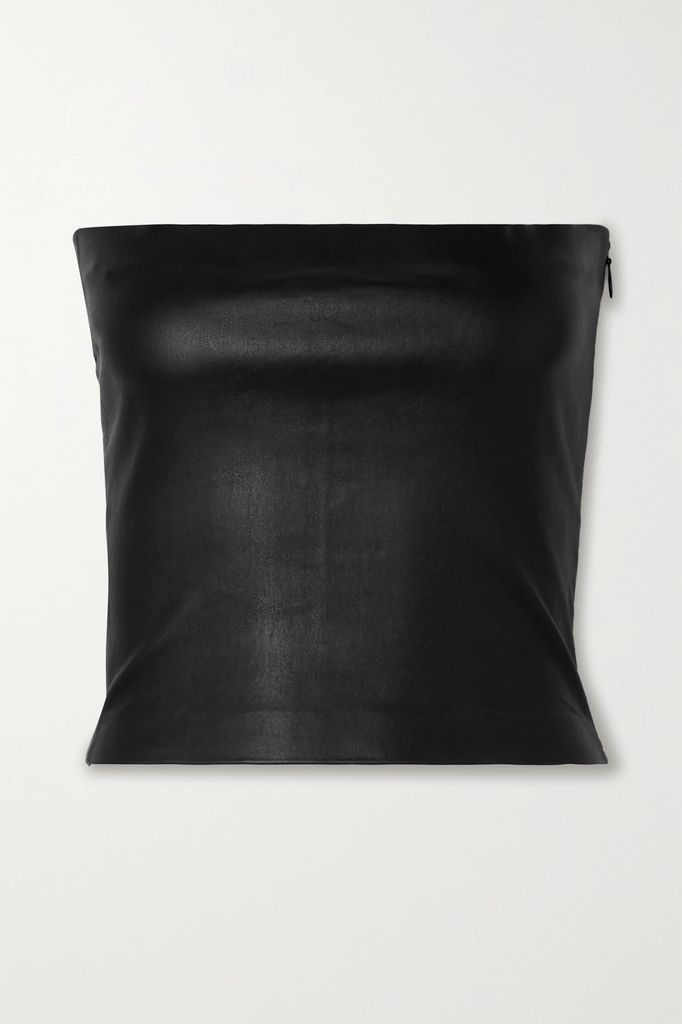 Strapless Leather Top - Black