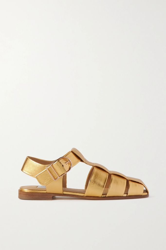 Lynn Metallic Leather Sandals - Gold