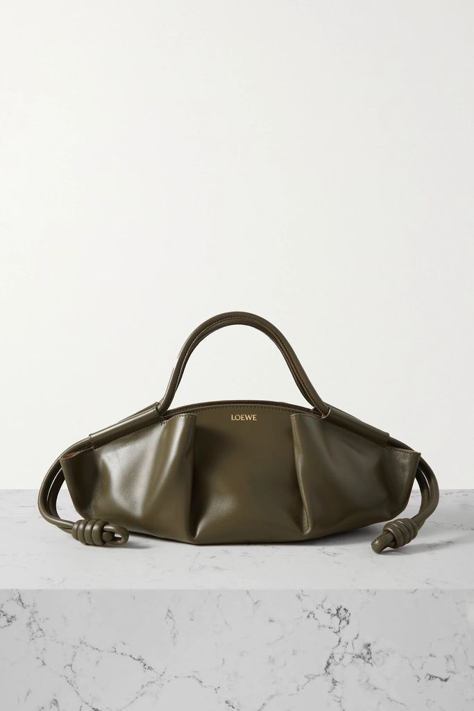 Paseo Leather Shoulder Bag - Army green