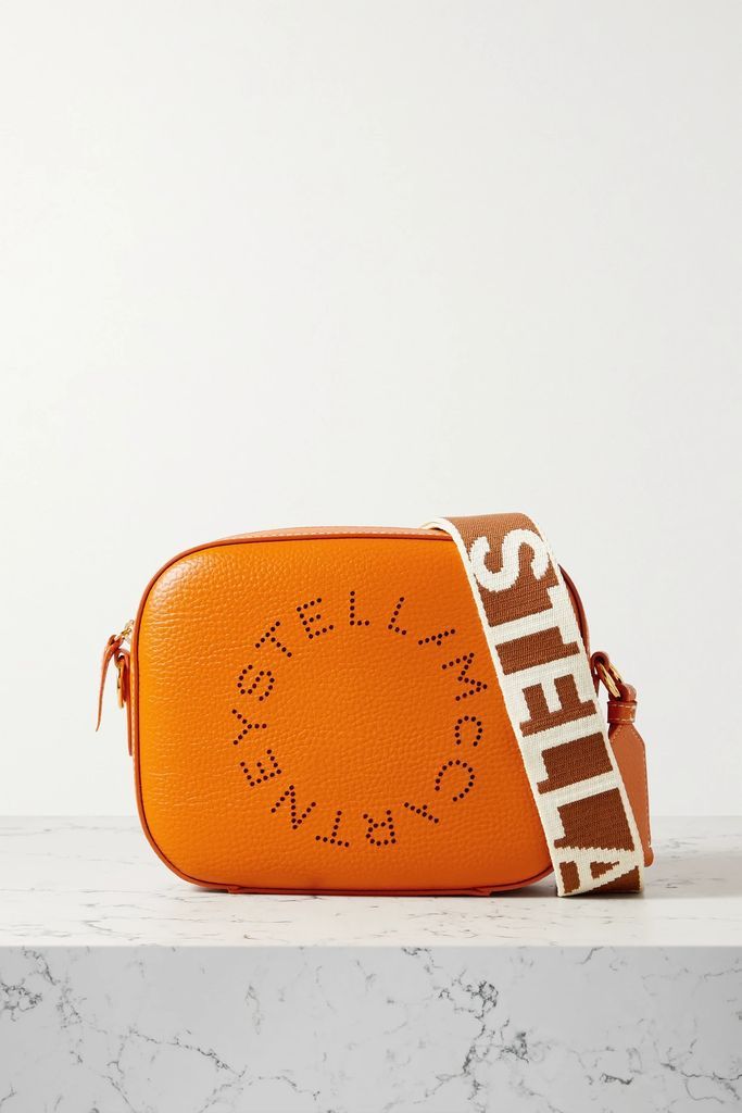 Perforated Vegetarian Textured-leather Camera Bag - Orange