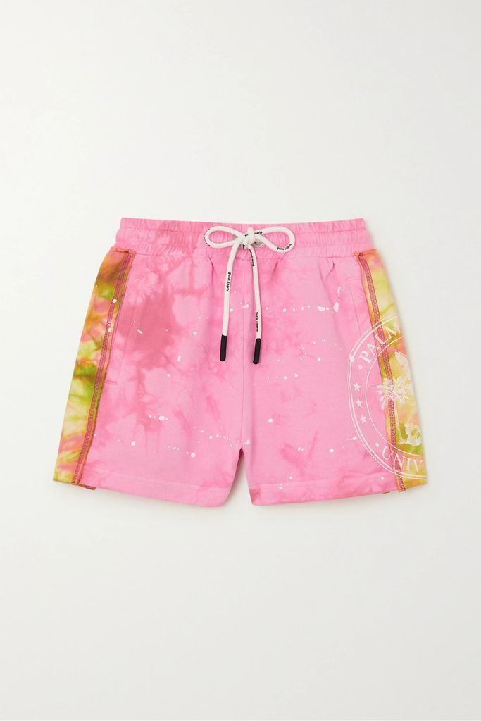 Printed Tie-dyed Cotton-jersey Shorts - Pink