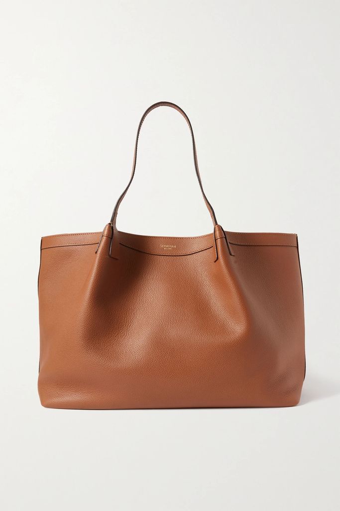 Secret Large Textured-leather Tote - Brown