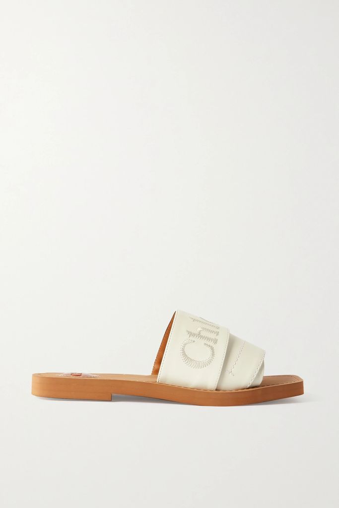 + Net Sustain Woody Logo-embroidered Leather Slides - White