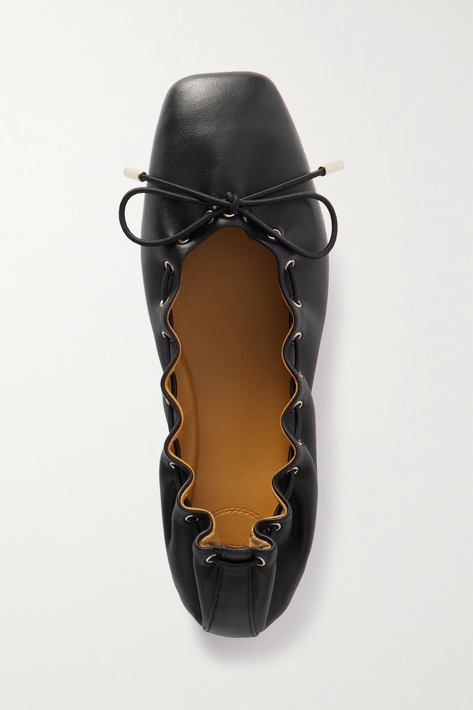 + Net Sustain Oracia Bow-embellished Leather Ballet Flats - Black