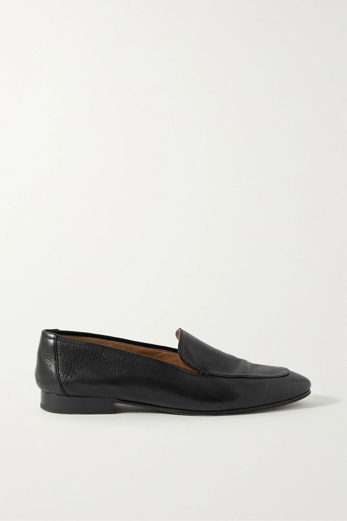 Adam Textured-leather Loafers - Black