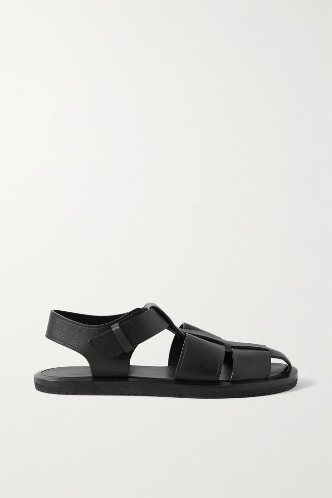 Fisherman Woven Leather Sandals - Black