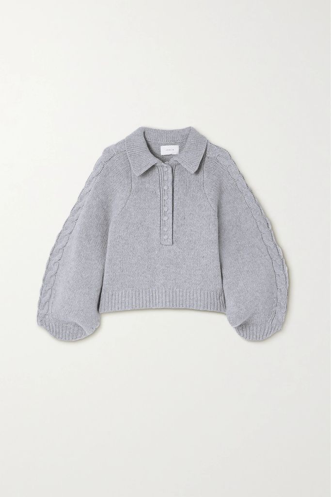 Frankie Cable-knit Wool And Cotton-blend Sweater - Gray