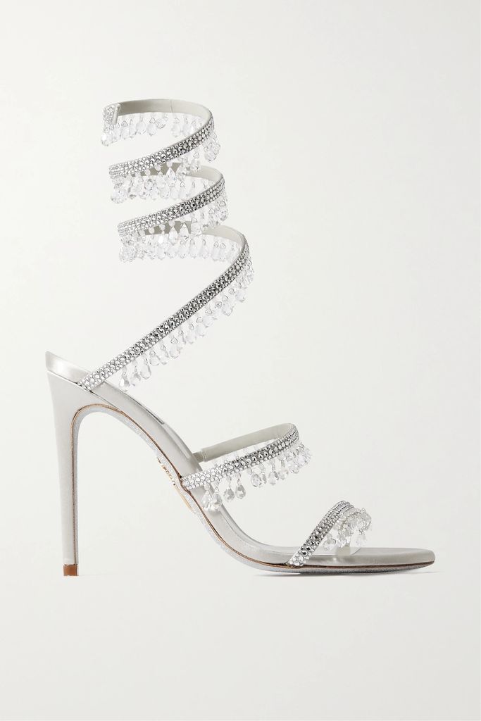 Cleo Crystal-embellished Satin Sandals - Silver