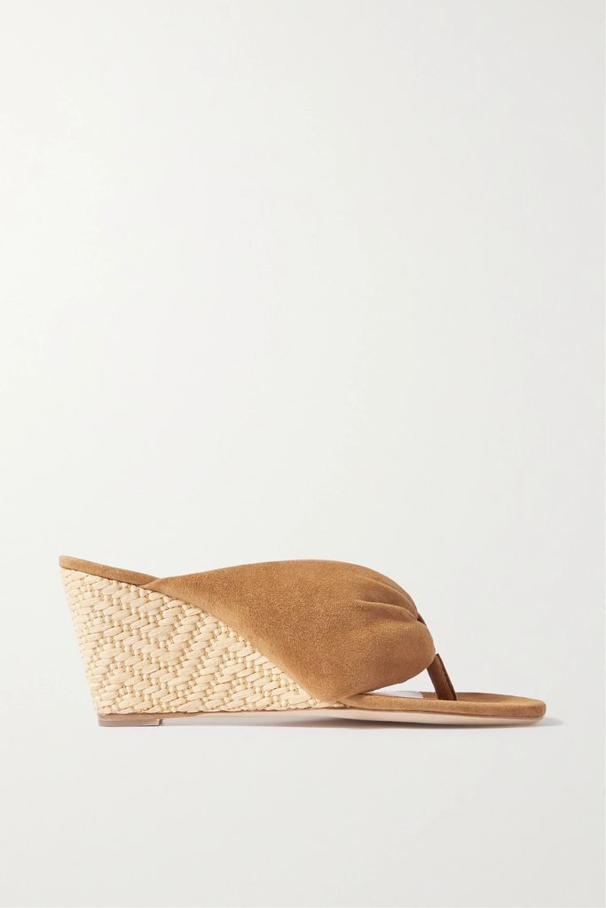Dahlia Suede Espadrille Wedge Sandals - Light brown