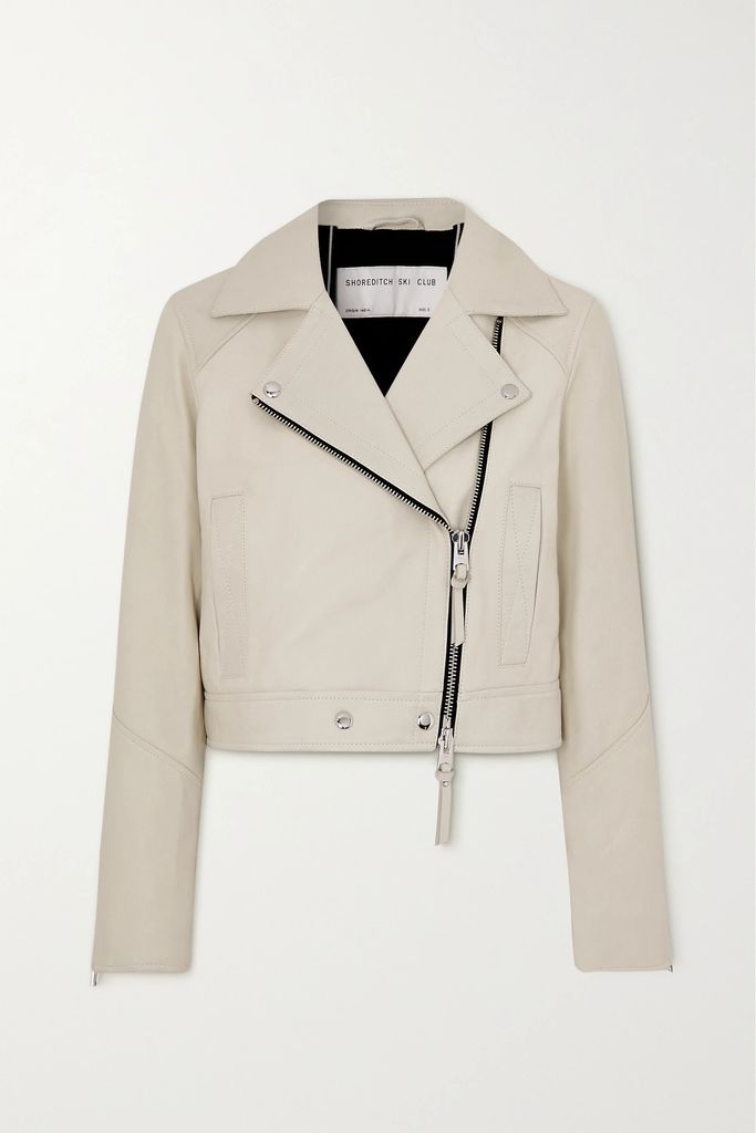 + Net Sustain Vyner Leather Biker Jacket - White