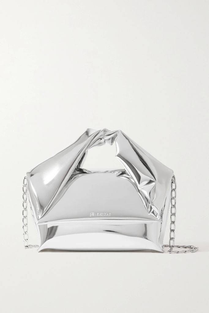 Twister Mirrored-leather Shoulder Bag - Silver