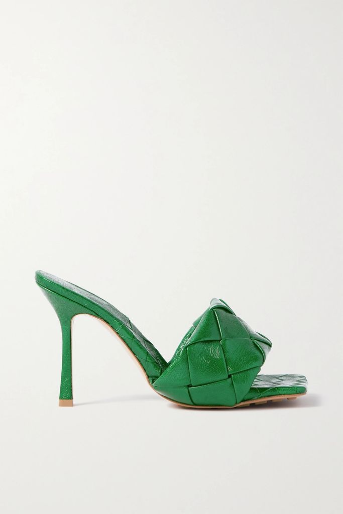 Lido Glossed-leather Mules - Green
