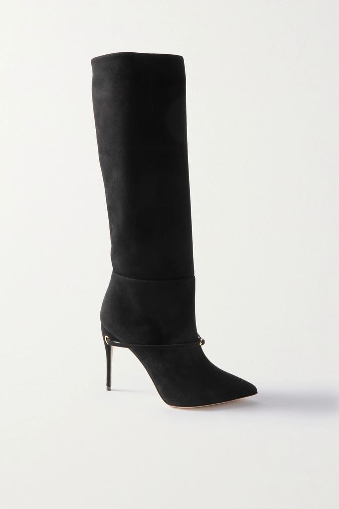 Cece 105 Suede Knee Boots - Black