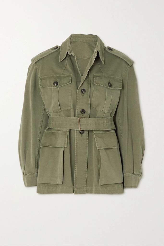 Madison Belted Cotton-twill Jacket - Green
