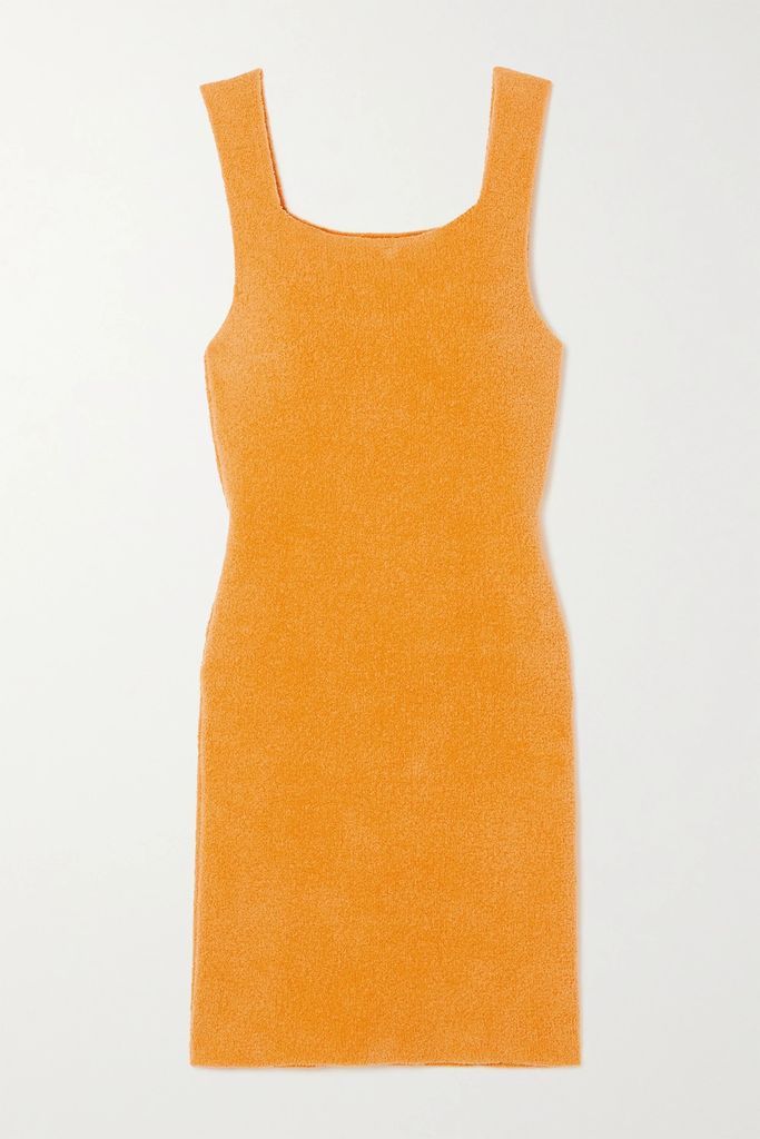 Embroidered Terry Mini Dress - Orange