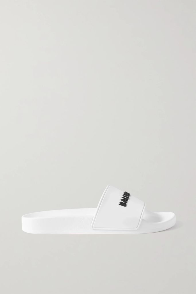 Pool Logo-embossed Rubber Slides - White