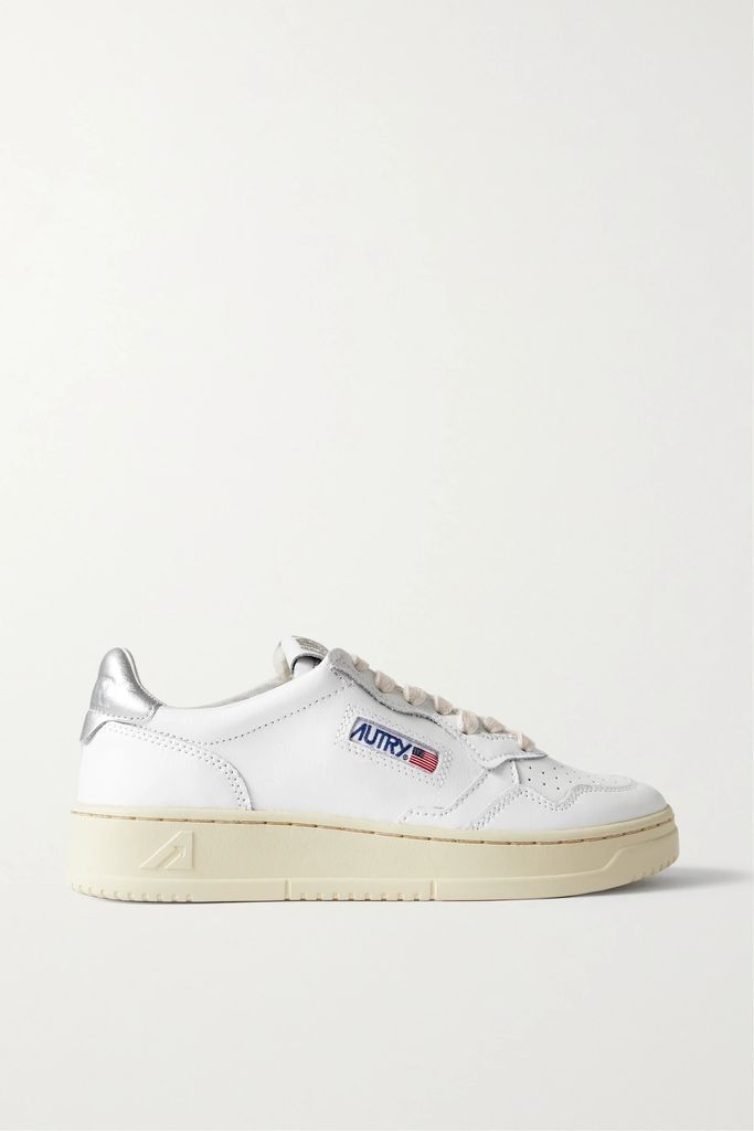 Medalist Low Metallic Leather Sneakers - White