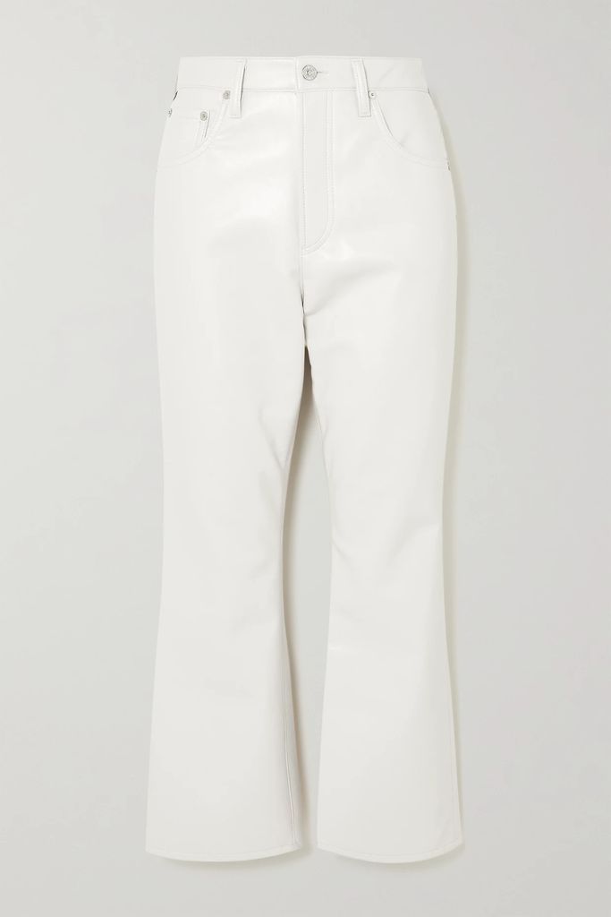 Isola Cropped Bootcut Recycled Leather-blend Pants - White