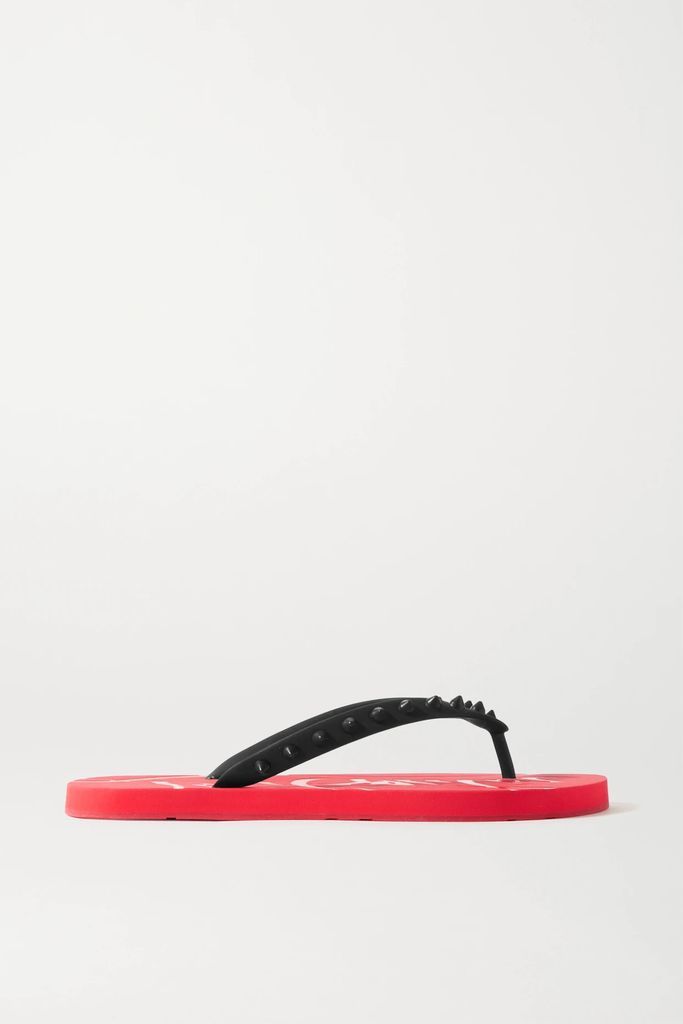 Donna Spiked Rubber Flip Flops - Red